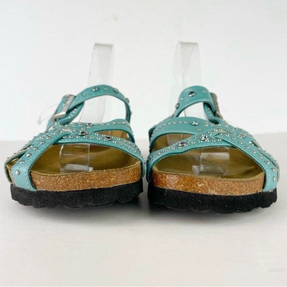 Birkenstock Betula Lambada Turquoise Teal Crystal Studded Sandals EUC - Picture 3 of 14